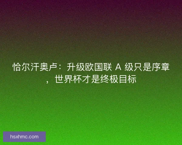 恰尔汗奥卢：升级欧国联 A 级只是序章，世界杯才是终极目标
