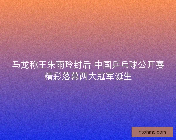 马龙称王朱雨玲封后 中国乒乓球公开赛精彩落幕两大冠军诞生