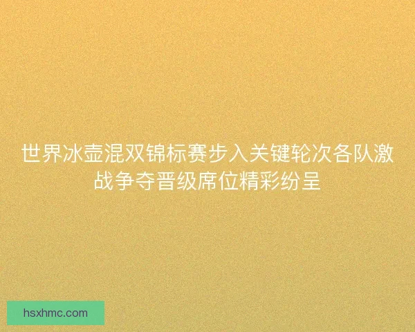 世界冰壶混双锦标赛步入关键轮次各队激战争夺晋级席位精彩纷呈