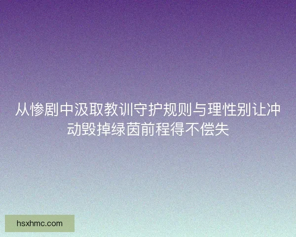 从惨剧中汲取教训守护规则与理性别让冲动毁掉绿茵前程得不偿失